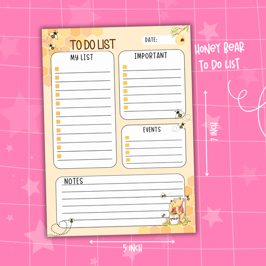 Honey Bear To Do List