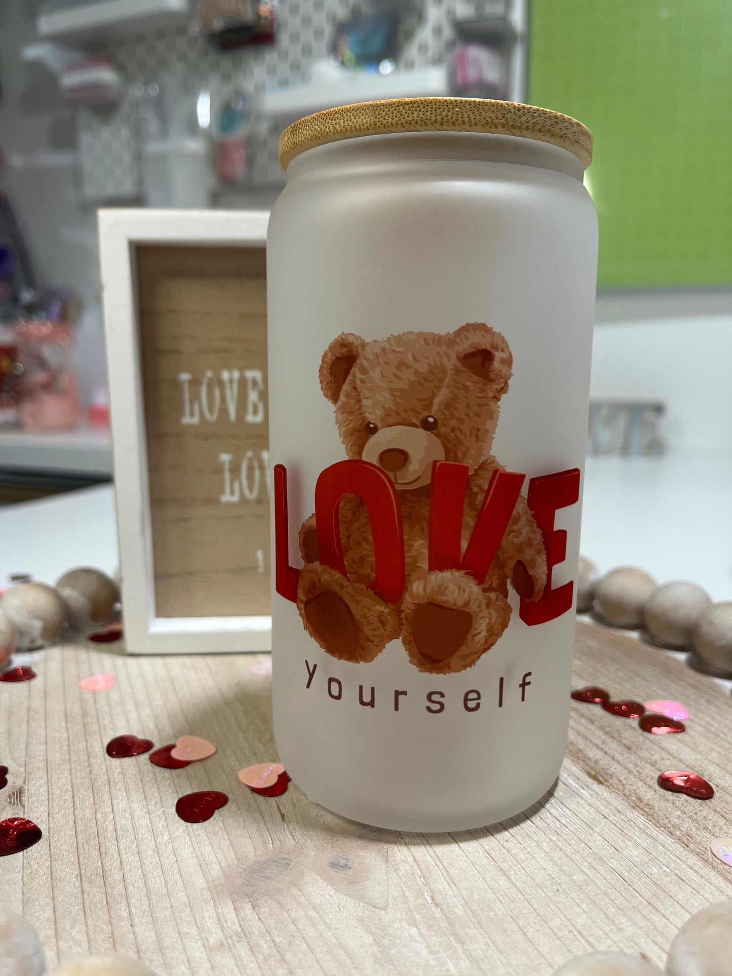 Bear Glass Can