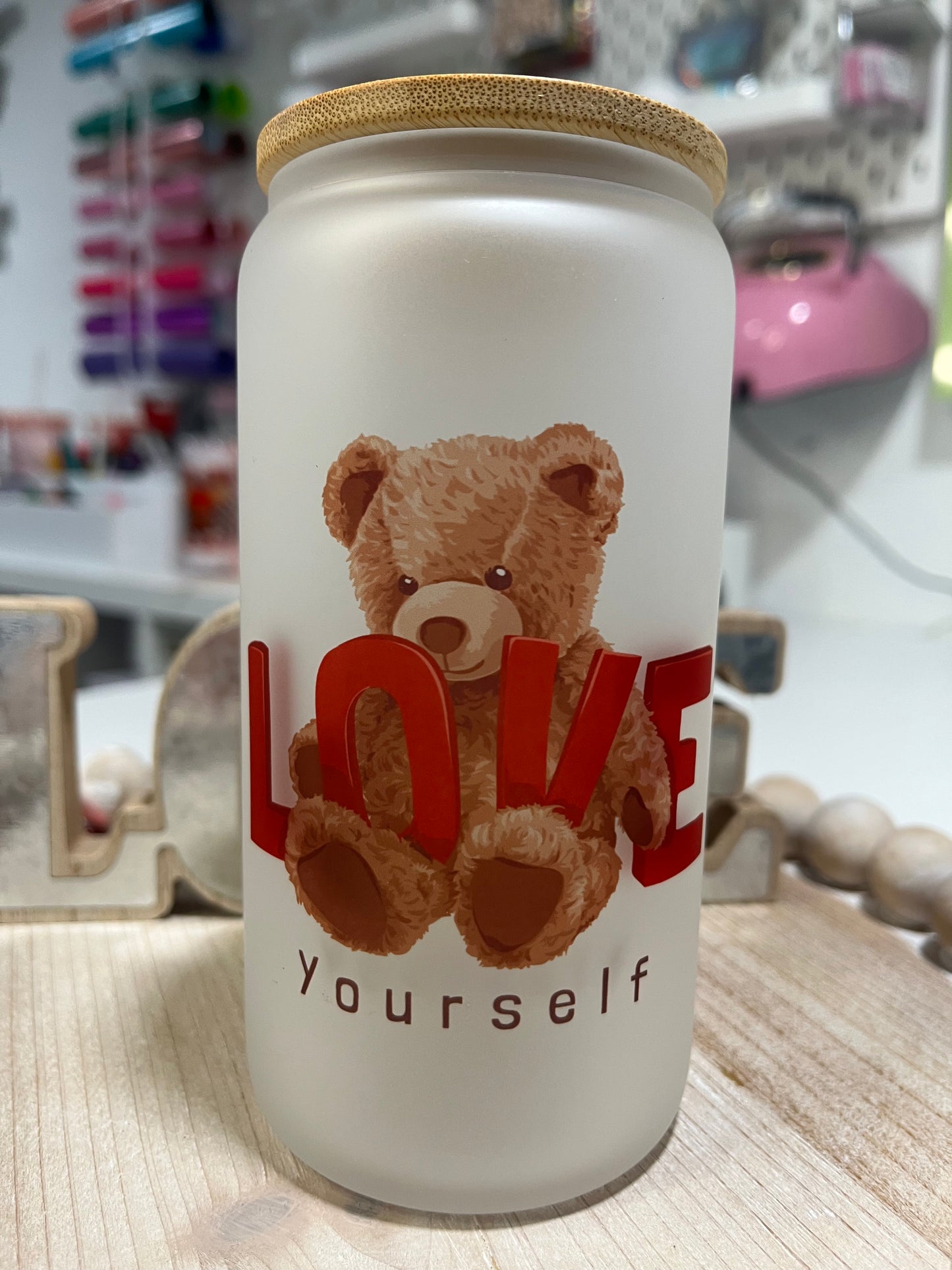 Bear Glass Can