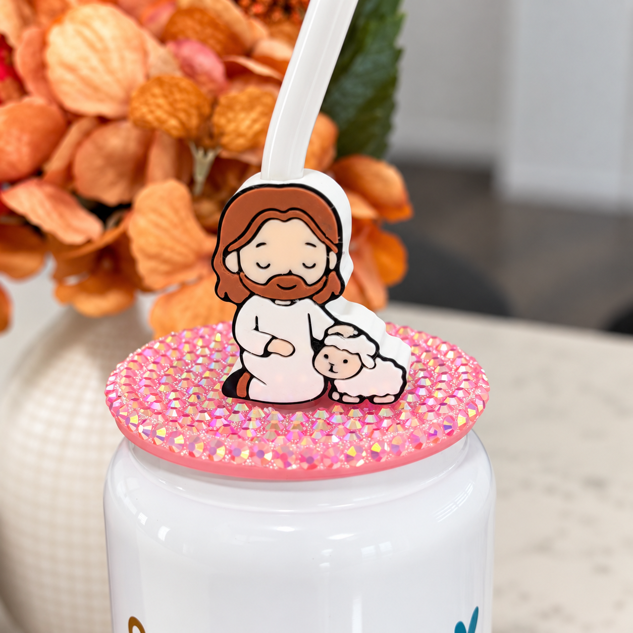 Jesus & Lamb Straw Topper
