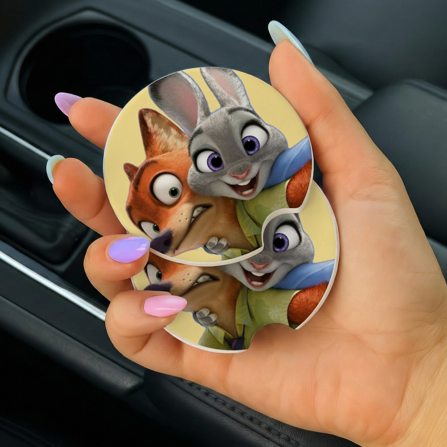 Fox & Bunny Car Coaster