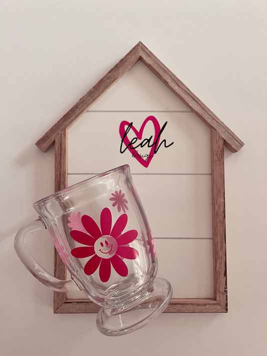 Daisy  flower glass mug